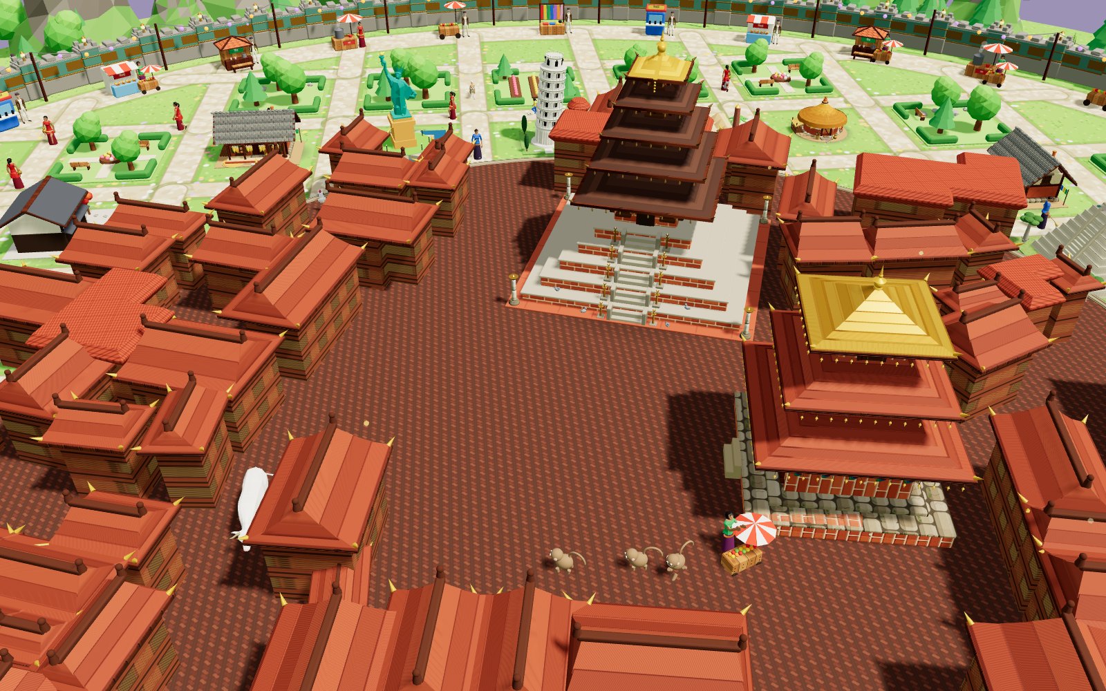 Taumadhi Square: the five-roofed Nyatapola temple on its five great steps, with Bhairavnath temple and old town houses.